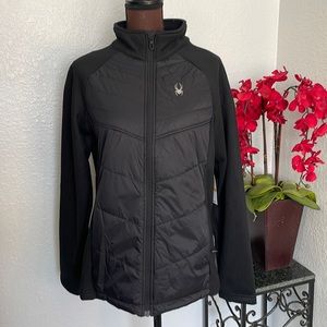 NWT Spyder Black Full Zip Half Puffer Jacket S